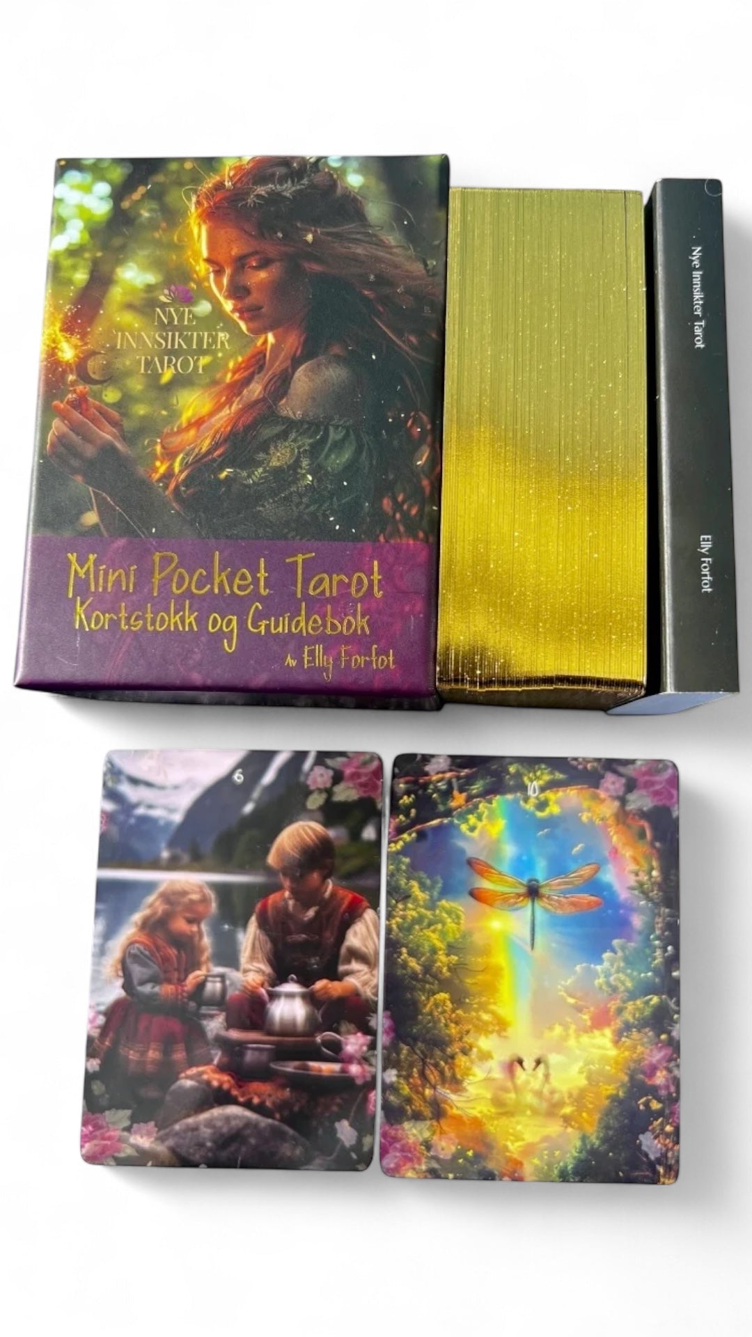 Mini Pocket Tarot – liten tarotkortstokk med guidebok (norsk)