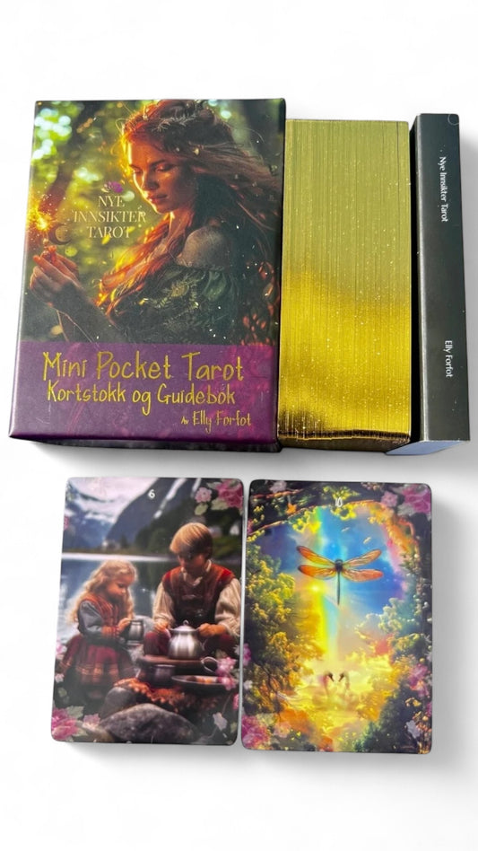 Mini Pocket Tarot – liten tarotkortstokk med guidebok (norsk)
